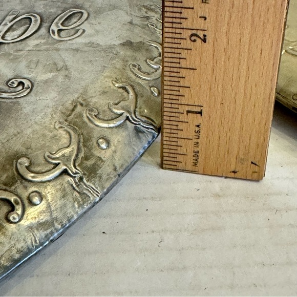 Vintage Set of 2 Stamped Metal Love & Hope Heart Pendants Primitive Décor - Picture 11 of 16